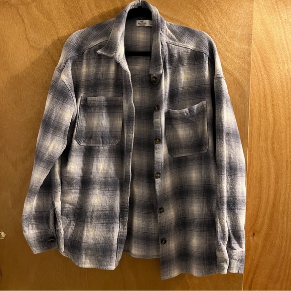 Hollister Plaid Long Sleeve Button Down Flannel Shirt Women's Pocket Size LG - Picture 2 of 9